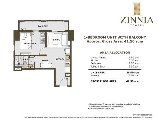 zinnia towers 1bedroom with balcony 41.50sqm