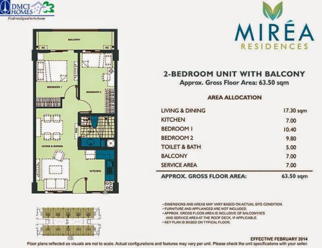 Mirea Residences 2-Bedroom Inner Unit 63.50 sqm.