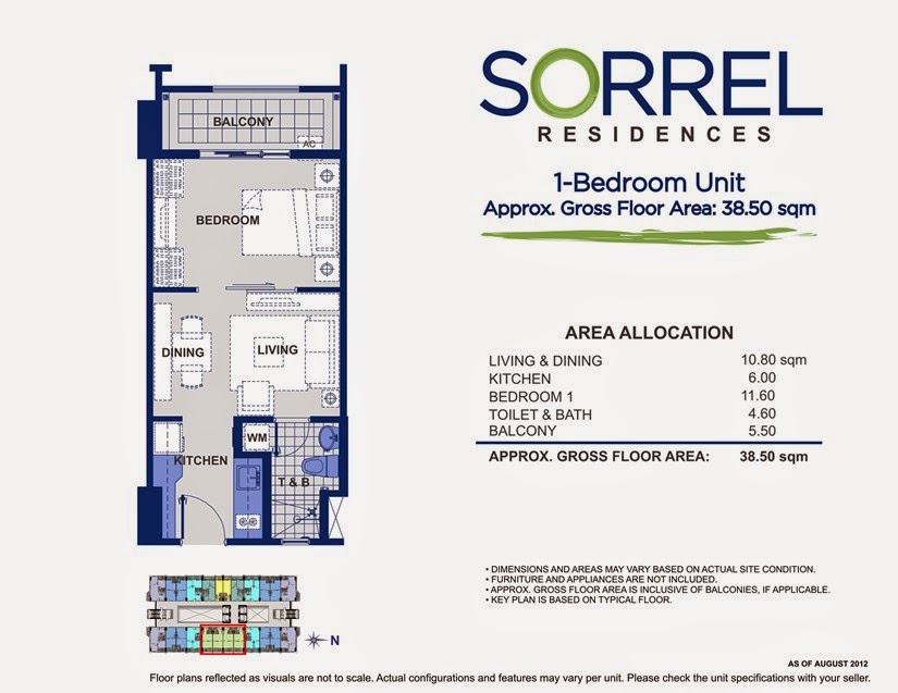 Sorrel Residences 1 Bedroom Unit Layout