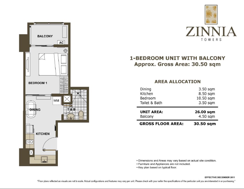 zinnia towers 1bedroom 30.50sqm