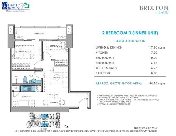 Brixton Place 2 Bedroom D 54.5 sq meters