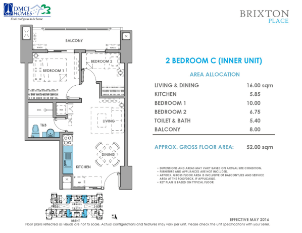 Brixton Place 2 Bedroom C 52 sq meters