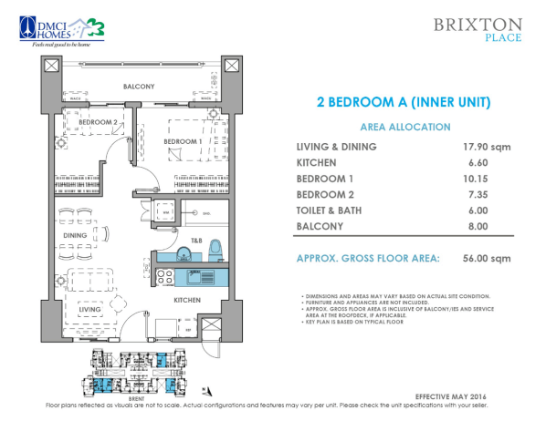 Brixton Place 2 Bedroom A 56 sq meters