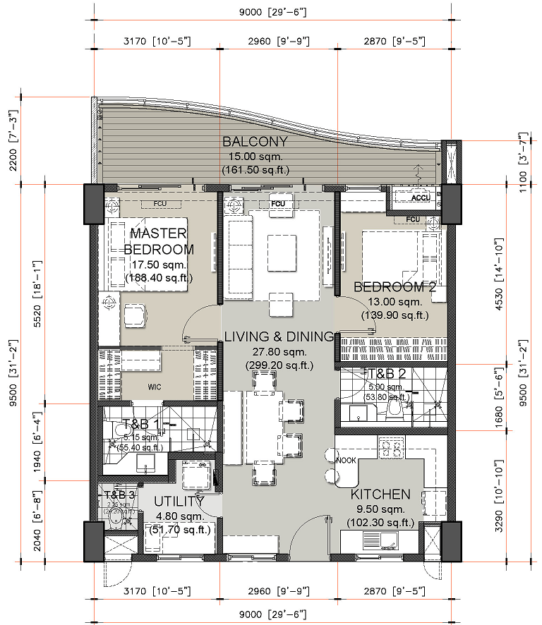2 Bedroom Unit Layout Oak Harbor DMCI