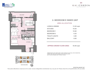 Kai 2 Bedroom E Unit Layout 53.5 square meters