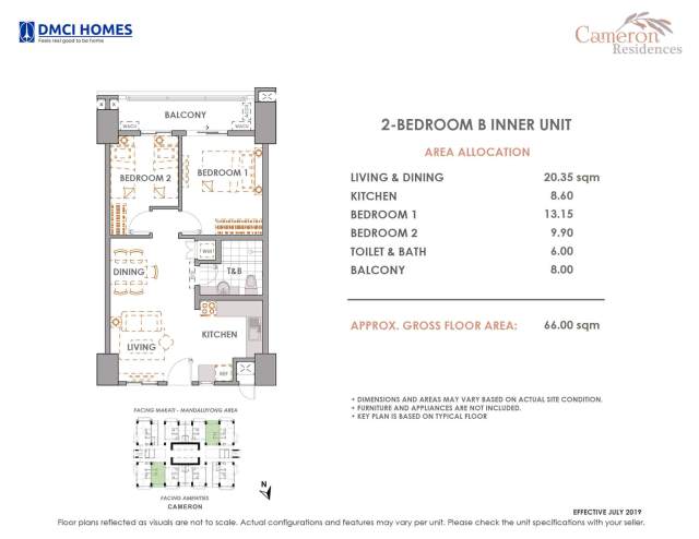 Cameron DMCI 2 Bedroom B Unit Layout