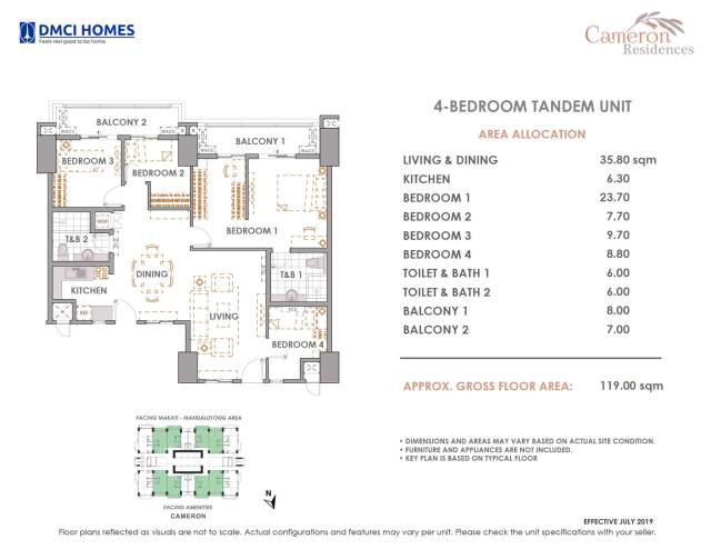 Cameron DMCI 4 Bedroom Tandem Unit Layout