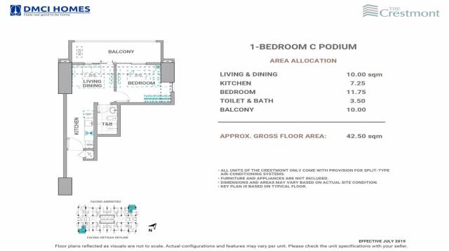 The Crestmont 1 Bedroom C Unit Layout