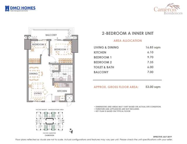 Cameron DMCI 2 Bedroo A Unit Layout