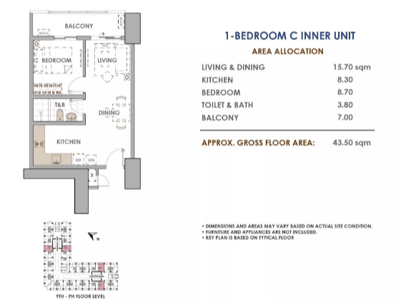 Aston 1 Bedroom C 43.5 sq meters