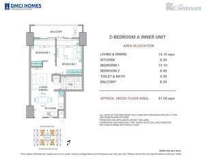 The Crestmont 2 Bedroom A Unit Layout